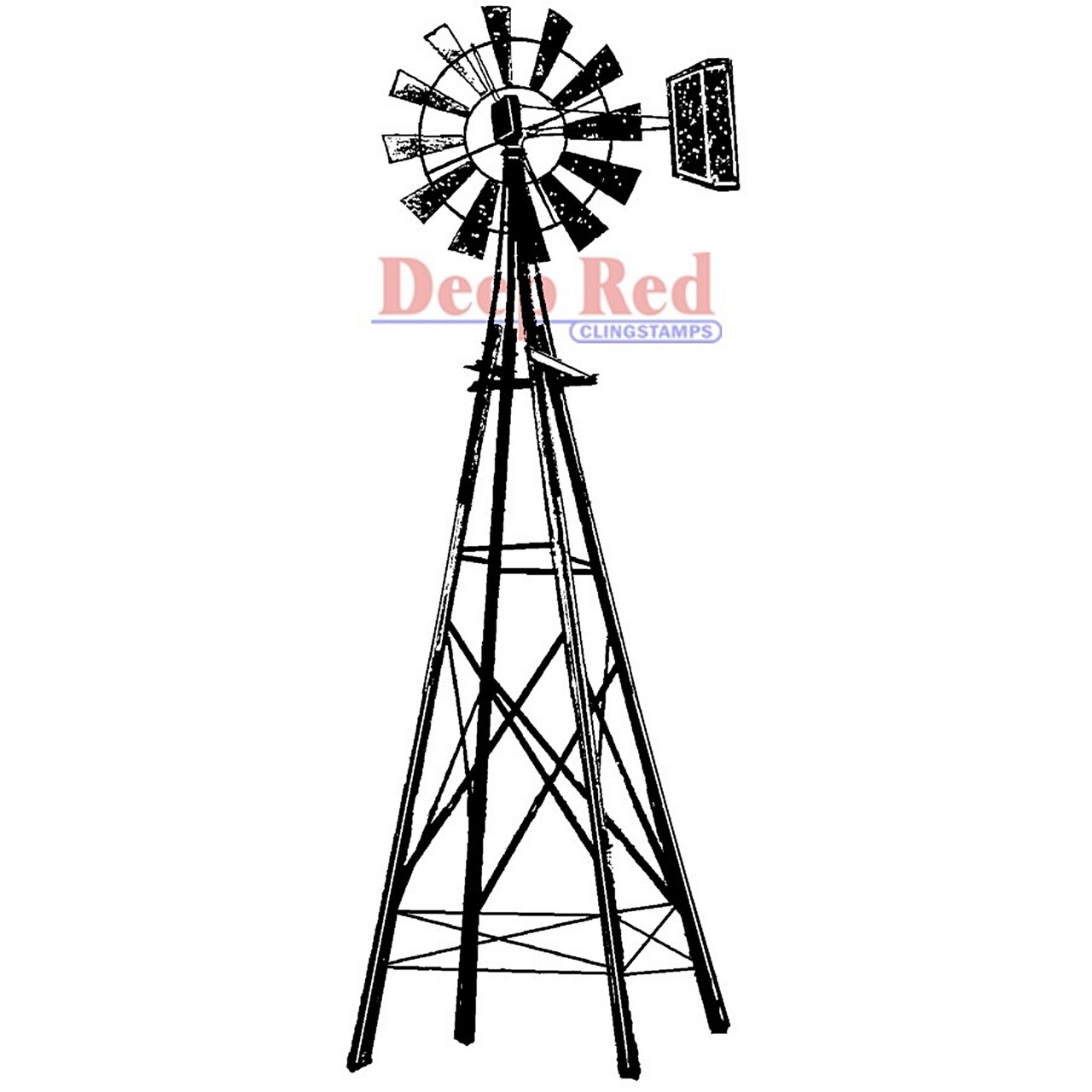 Deep Red Stamps Farmers Windmill Rubber Cling Stamp 1.25 x 3.1 inches